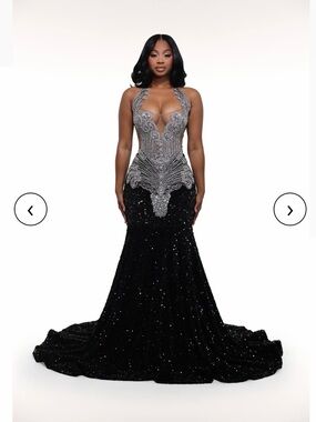 Black and Silver Beaded Mermaid Dress
